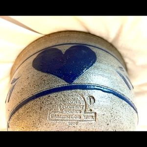 Vintage Rowe Pottery Works 10” stoneware bowl 1984 Salt Glaze Heart Rowe bowl